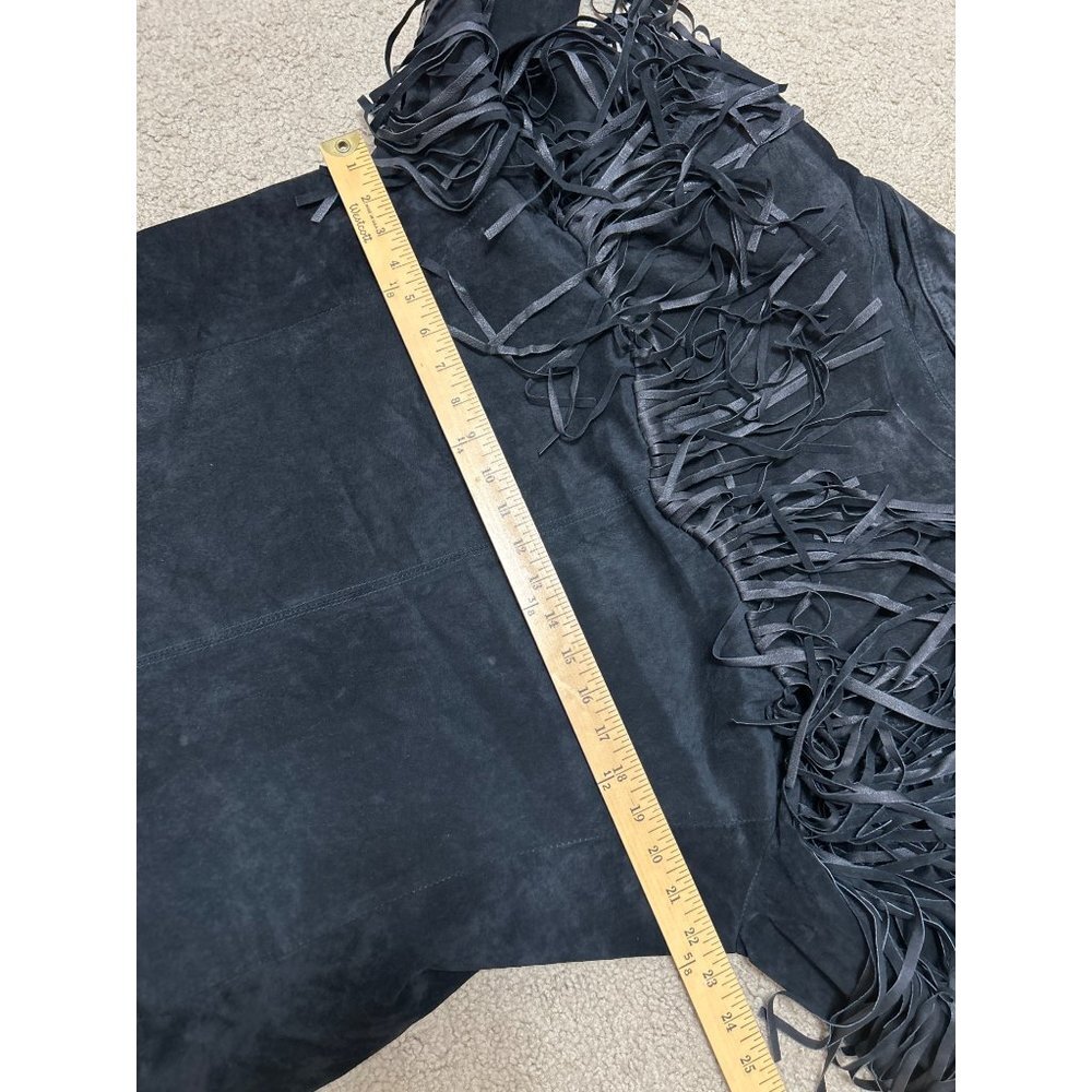 Western Cowgirl Vintage Womens Size Large Fringe Black Suede Jacket 100% Leather - Picture 9 of 11